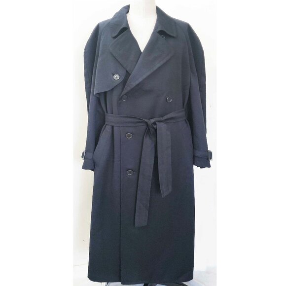 CANALI Milano Men's Dark Blue Wool Trench Coat Overcoat Italy 52 R - Picture 12 of 12